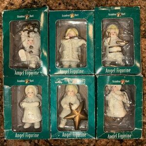 Grandeur Noel Angel Figurine Set - White and Gold